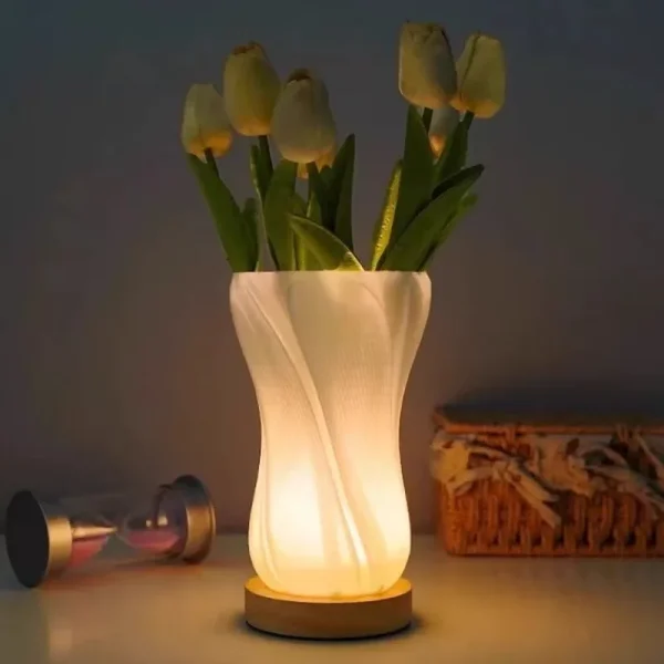 Frosted Glass Vase with LED Lights