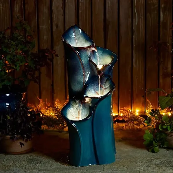 Outdoor Fountain with Lights