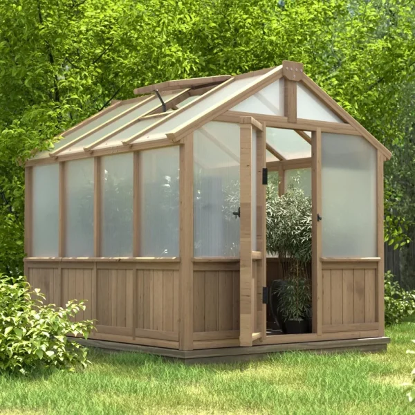 cedar frame outdoor greenhouse